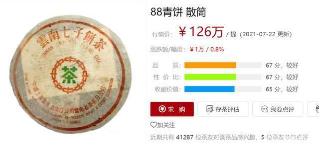 88青饼行情依然坚挺，售价18W/饼，这3点影响老茶的市场价！